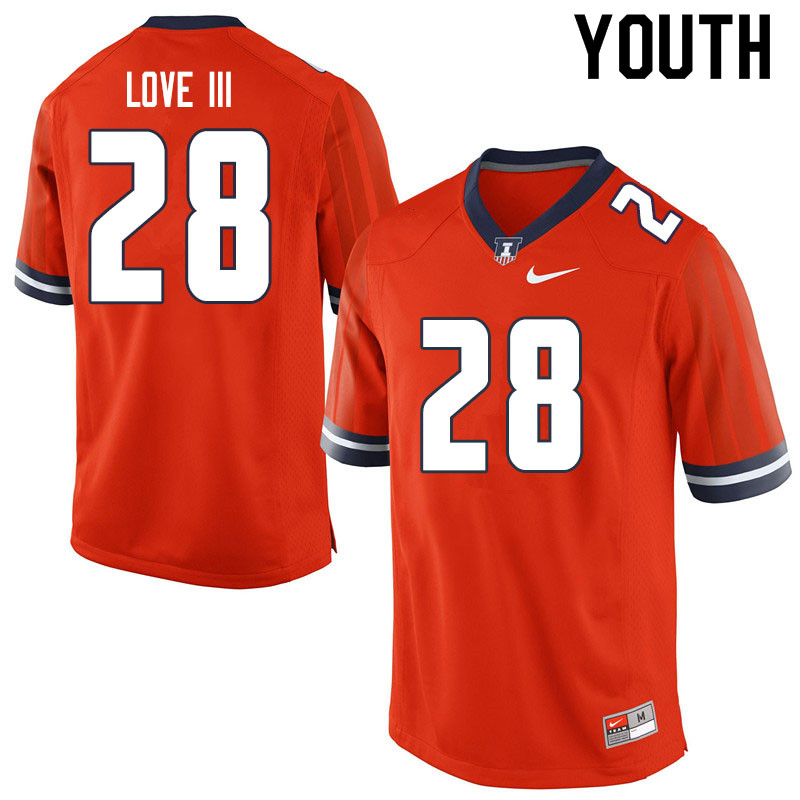 Youth #28 Reggie Love III Illinois Fighting Illini College Football Jerseys Sale-Orange